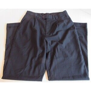 Bertucci Navy Blue Grid Pattern Cuffed Hem Pleated Dress Suit Pants Size 32 x 32